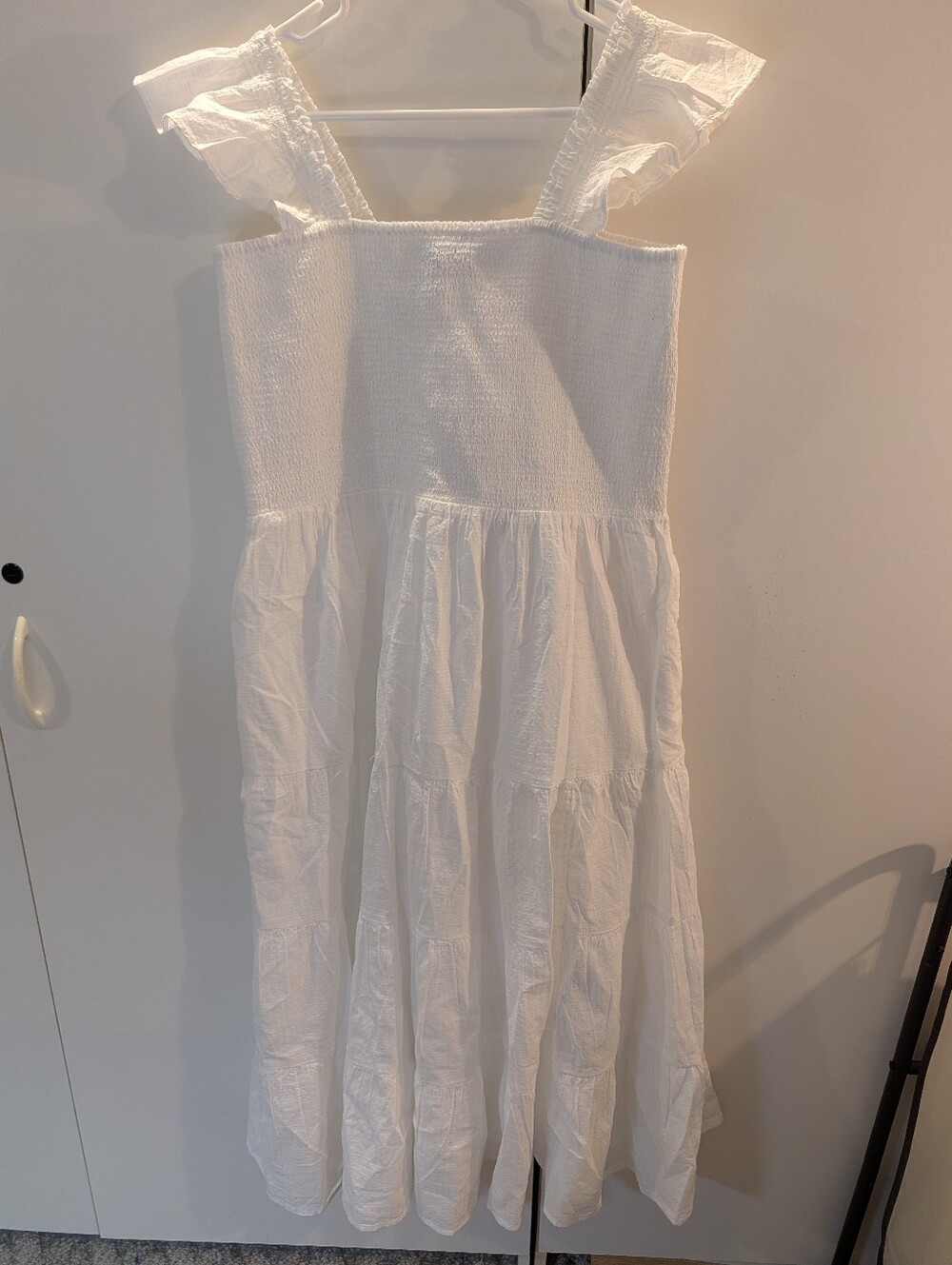 Lands' End White Smocked Sundress with Ruffled Straps